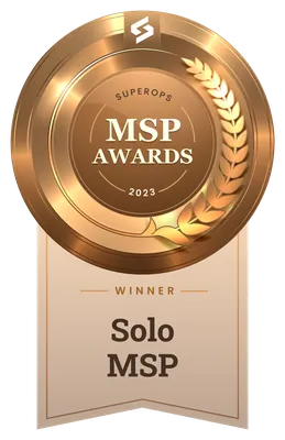 BVTech LLC 1st Place Solo MSP of the Year Award 2023 - SuperOps — Jordan Polasek BVTech LLC
